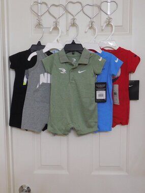 NWT 6 Nike Shorts Rompers Baseball Soccer Polo sz 3 Months